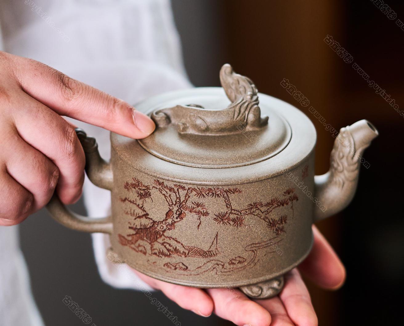 粉彩 三足鼎 三足螭龙|正品周云紫砂壶价格|青段275CC