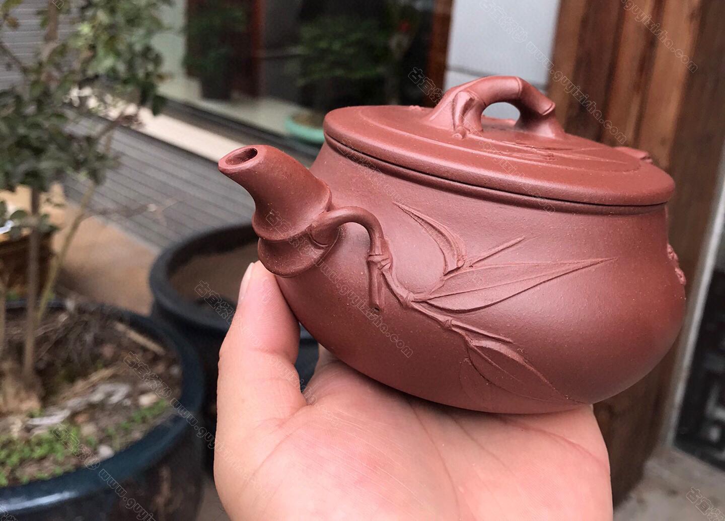 梅竹双清|正品朱峰紫砂壶价格|紫泥380CC