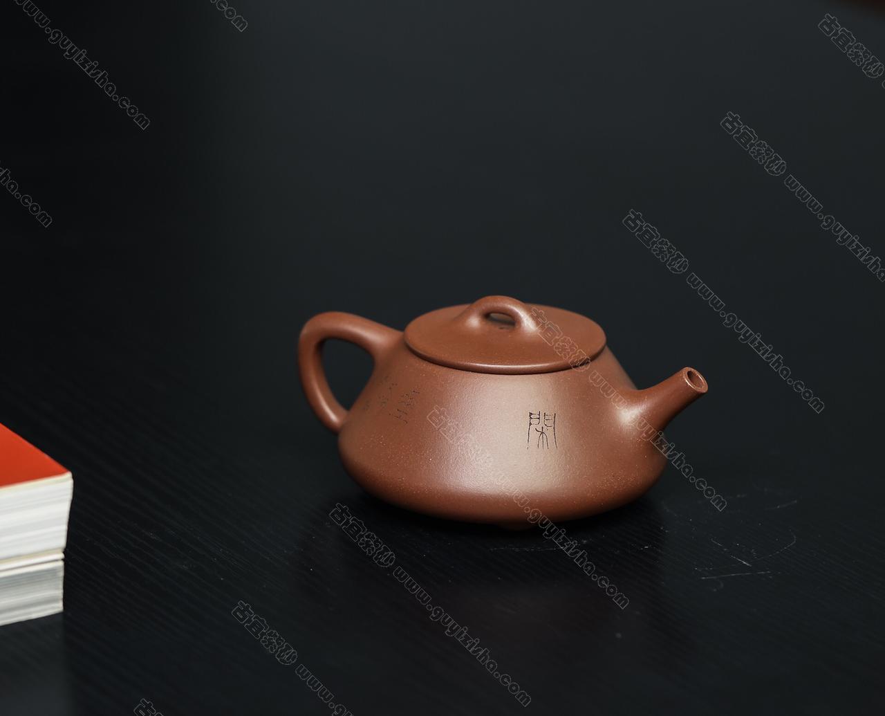 全手工平盖石瓢|正品杨静紫砂壶价格|紫泥190CC