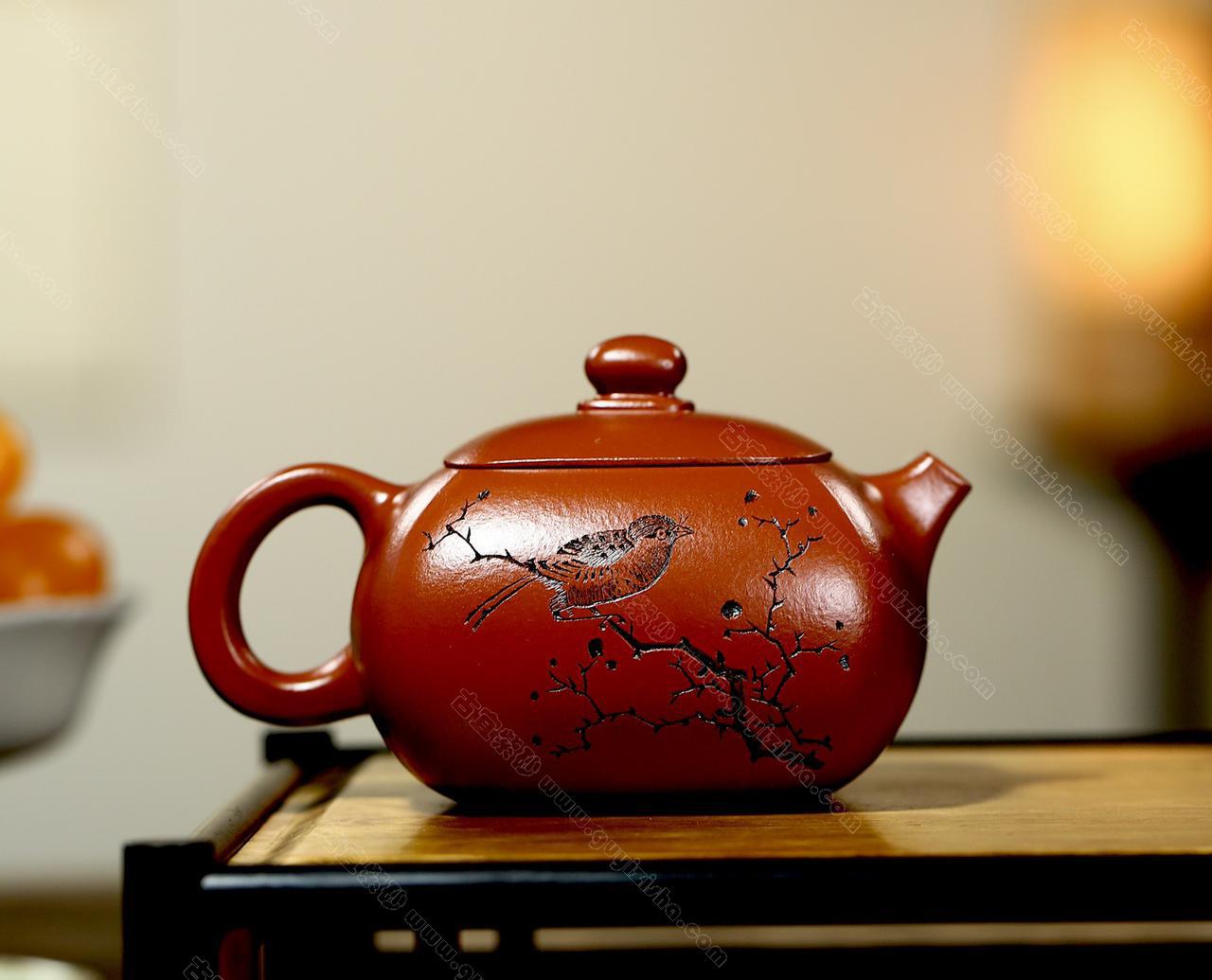 中国古美術・山水画彫刻入り陶器急須「西施」・荆山壶隐款・原鉱大红袍・茶壺・茶道具 中国古美術・山水画彫刻入り陶器急須「西施」・荆山壶隐款・原鉱