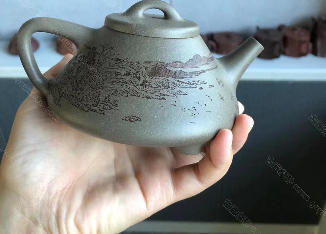 極上品 貴重 宜興紫砂手彫 カニ紋 竹編紋 八方來財 儲物罐 文房置物 賞物 稀少 美品 蟹壳青紫砂壶价格报价行情- 京东