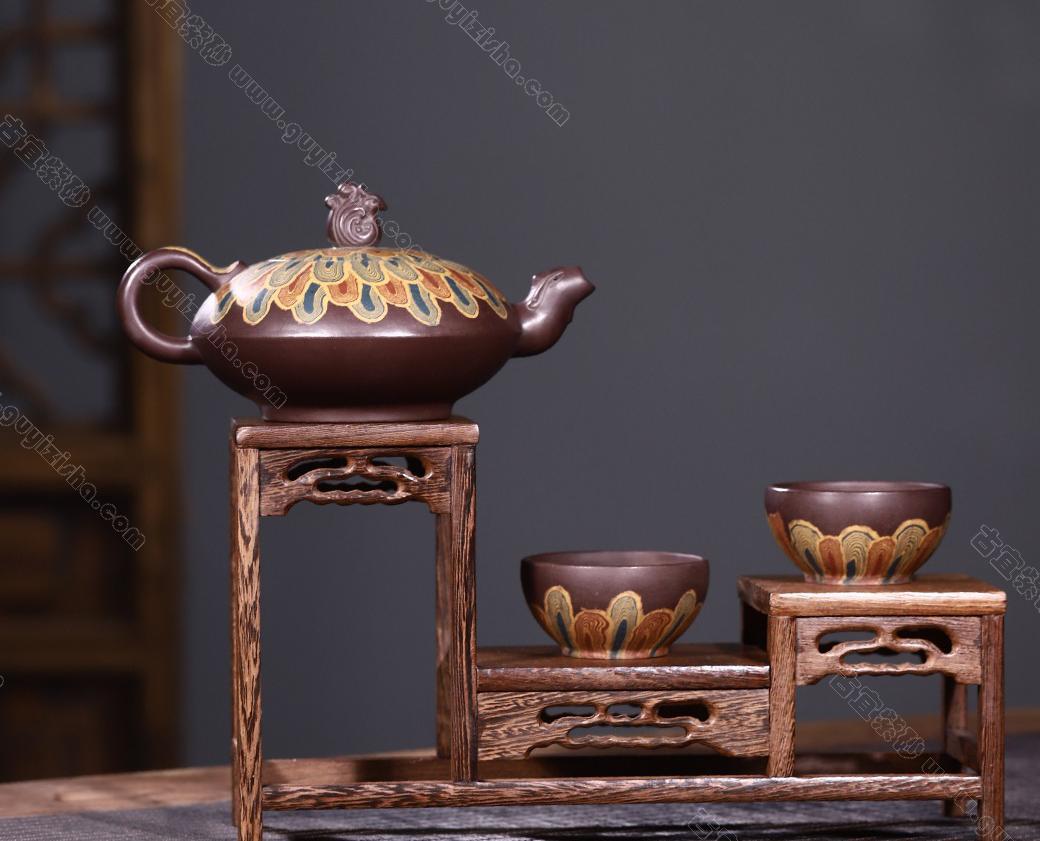 孔雀开屏|正品钱海霞紫砂壶价格|绞泥400CC