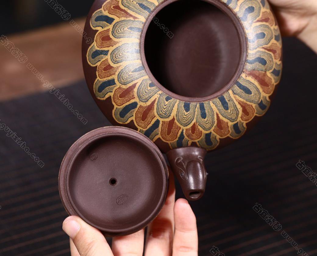 孔雀开屏|正品钱海霞紫砂壶价格|绞泥400CC