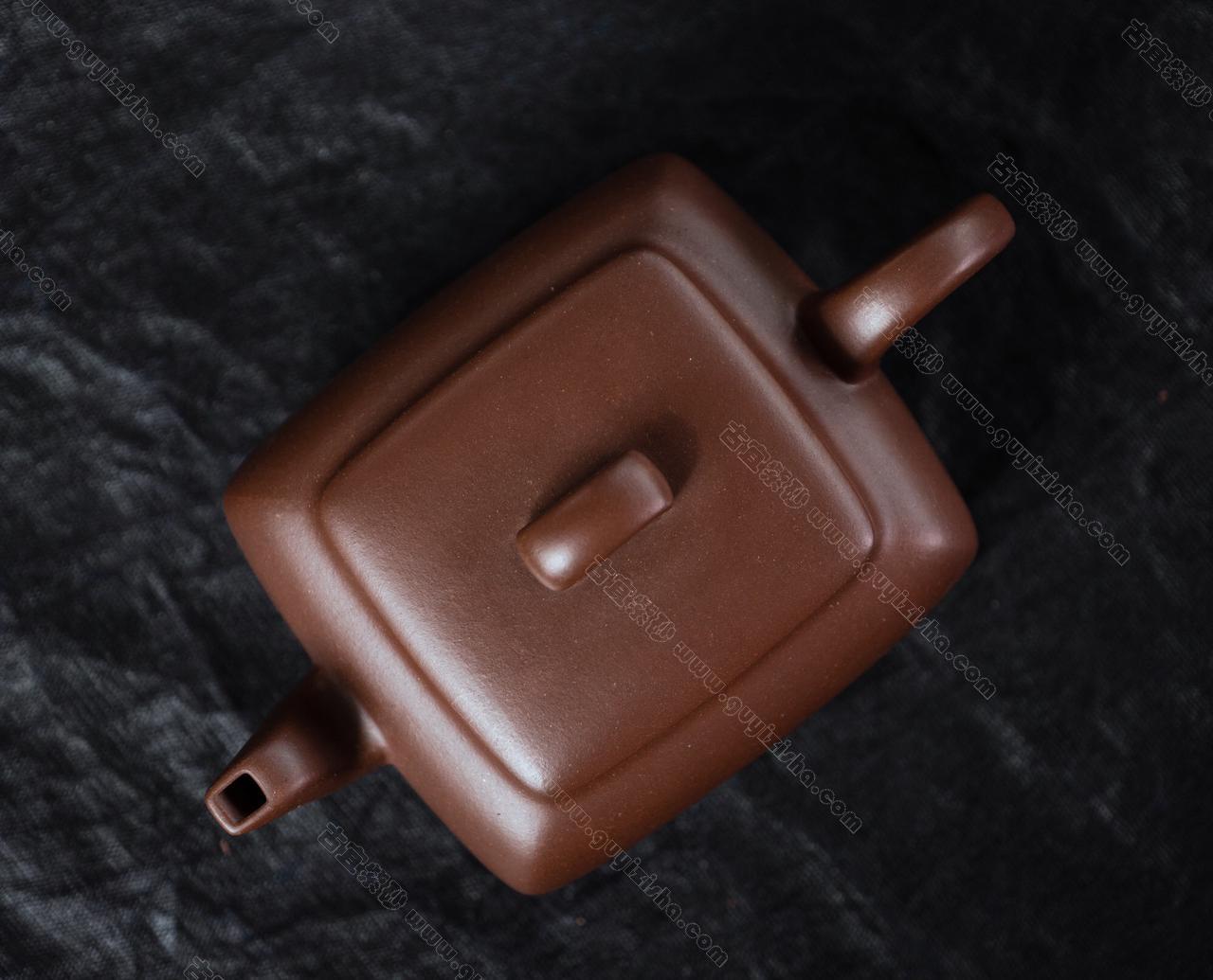 中国古玩　辰砂釉　小壺 全手工四方如意|正品李文紫砂壶价格|紫泥280CC