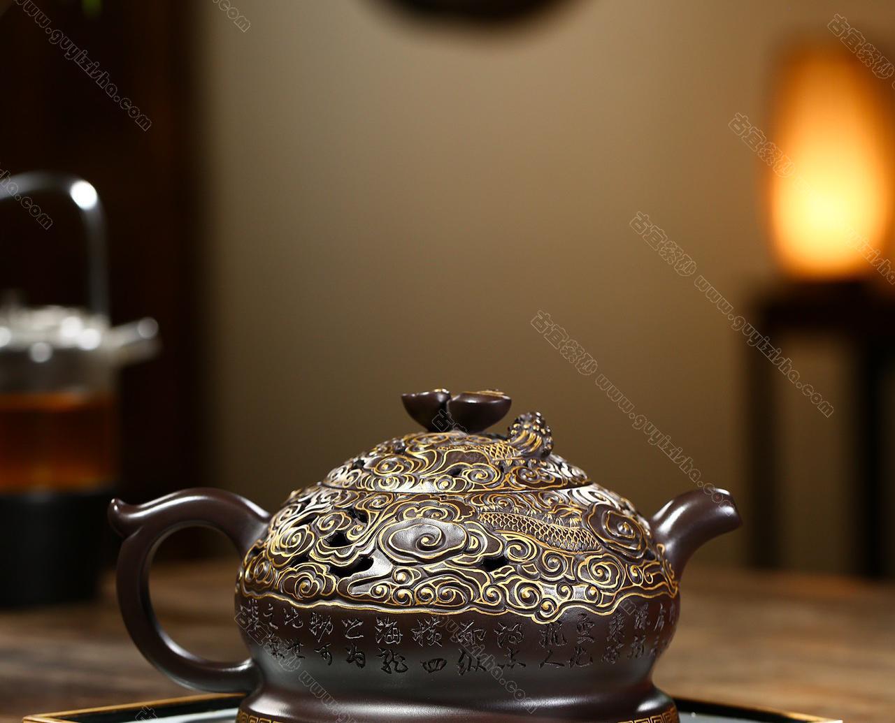 云海盘龙|正品秦国萍紫砂壶价格|黑料750CC