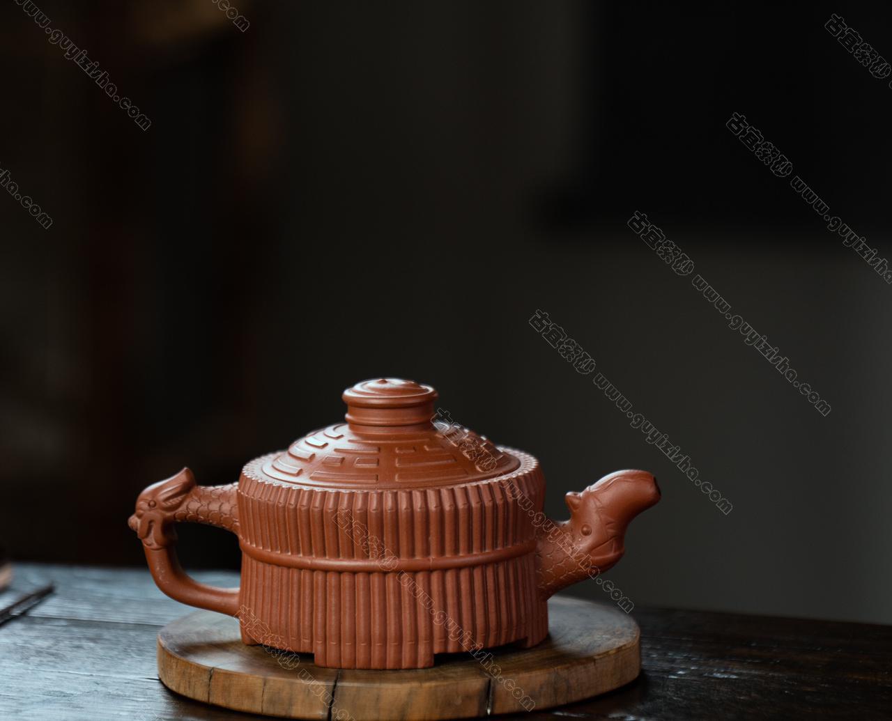 正式的 龙头八卦一捆竹|正品顾跃君紫砂壶价格|朱泥160CC 施釉陶