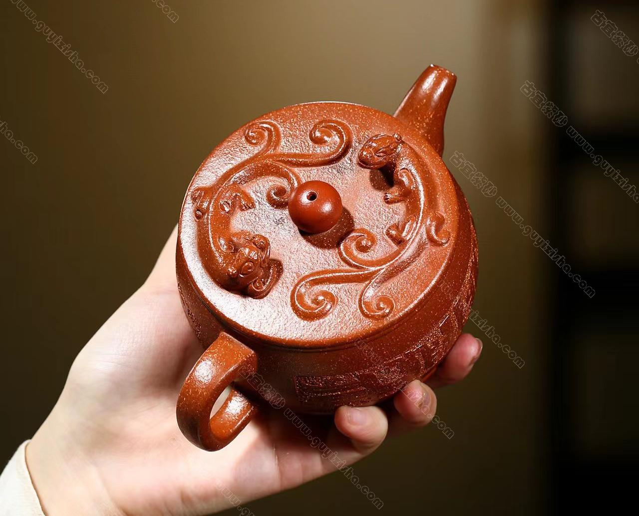 双龙戏珠|正品白洪欣紫砂壶价格|降坡泥300CC